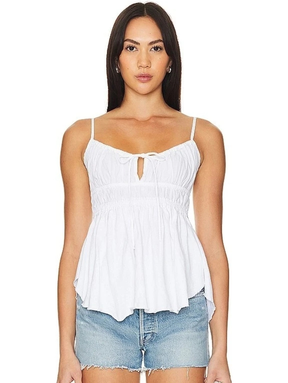 Free People We The Free Scarlett Tank - Smocked Spaghetti Strap Tie Front